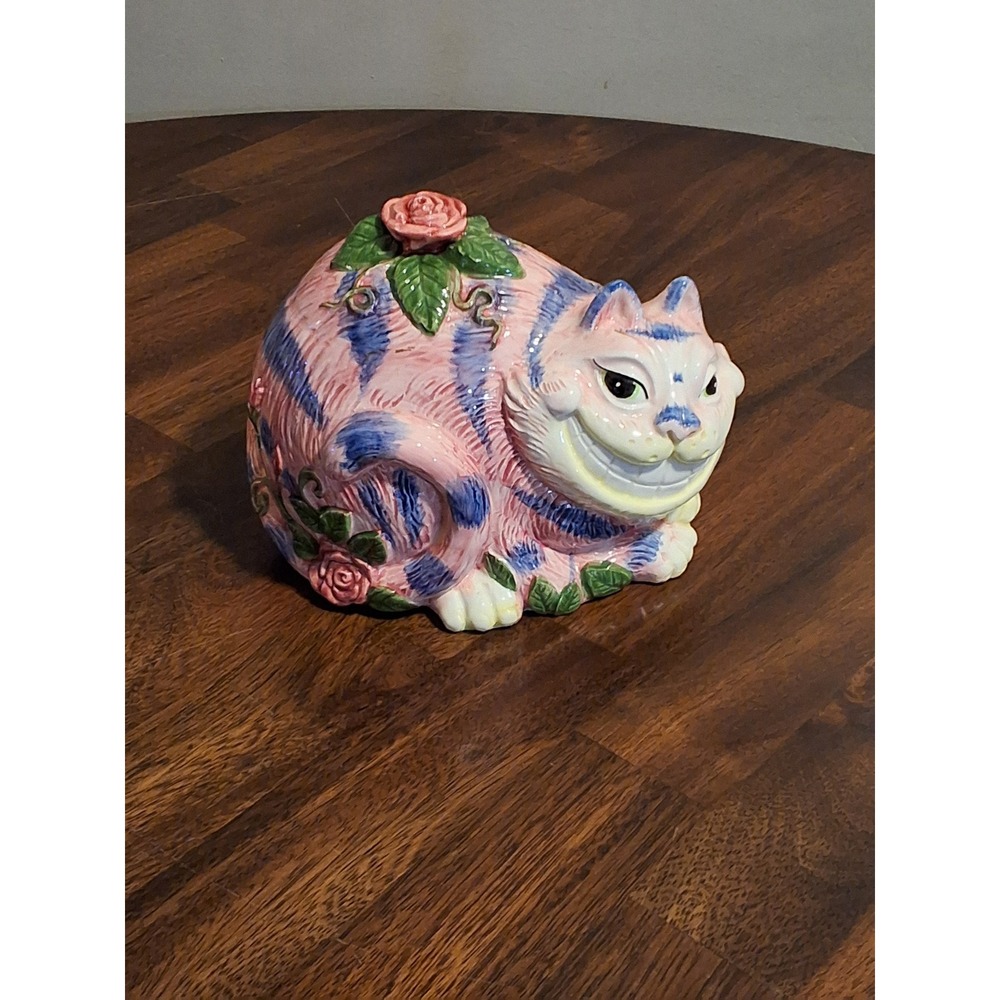 Vintage 1992 Fitz and Floyd Cheshire Cat Ceramic Coin Bank VGVC!